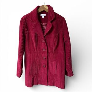 Vintage Denim & Co Women's Red Corduroy Coat Jacket Size S